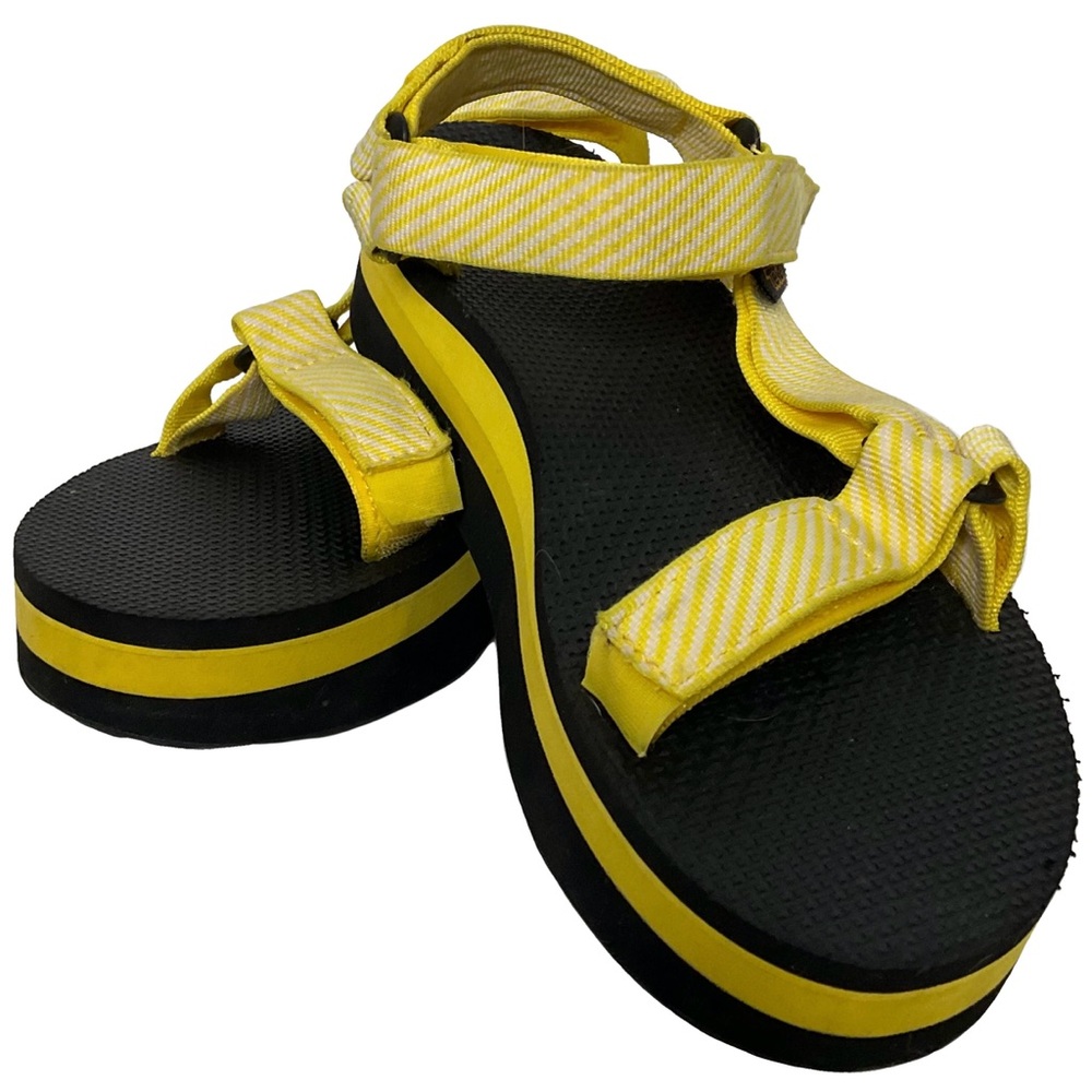 Teva Unisex Flatfoam Universal Yellow Black Self Adhesive Closure Sandals 8